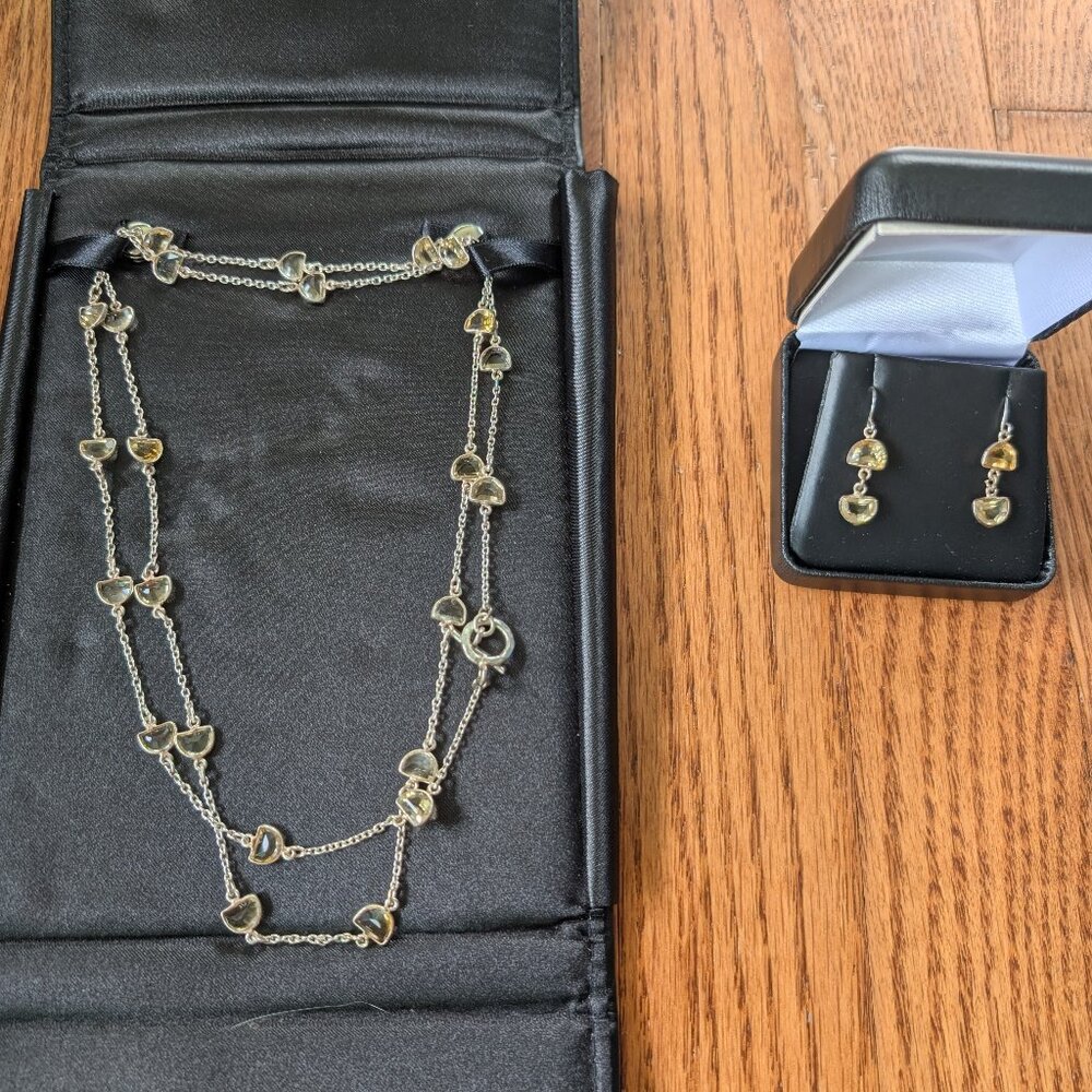 Citrine and Silver Necklace and Earrings Set